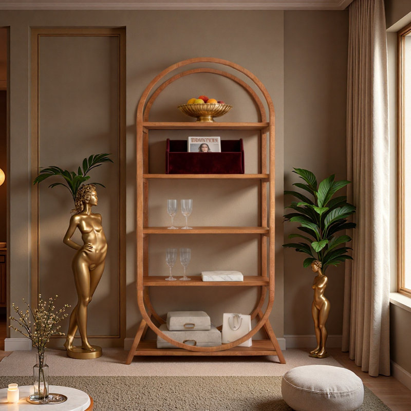 Versatile Display Rack,5-Tier Bookshelf,Compact Arched Bookcase