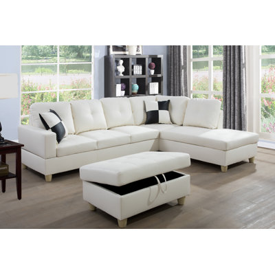 Faux Leather L-Shaped Sectional Right Hand Facing