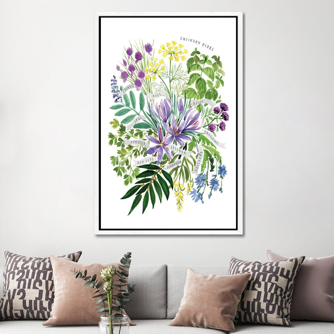 Culinary Herbs Bouquet In Watercolor by Blursbyai - Gallery-Wrapped Canvas Giclée on Canvas