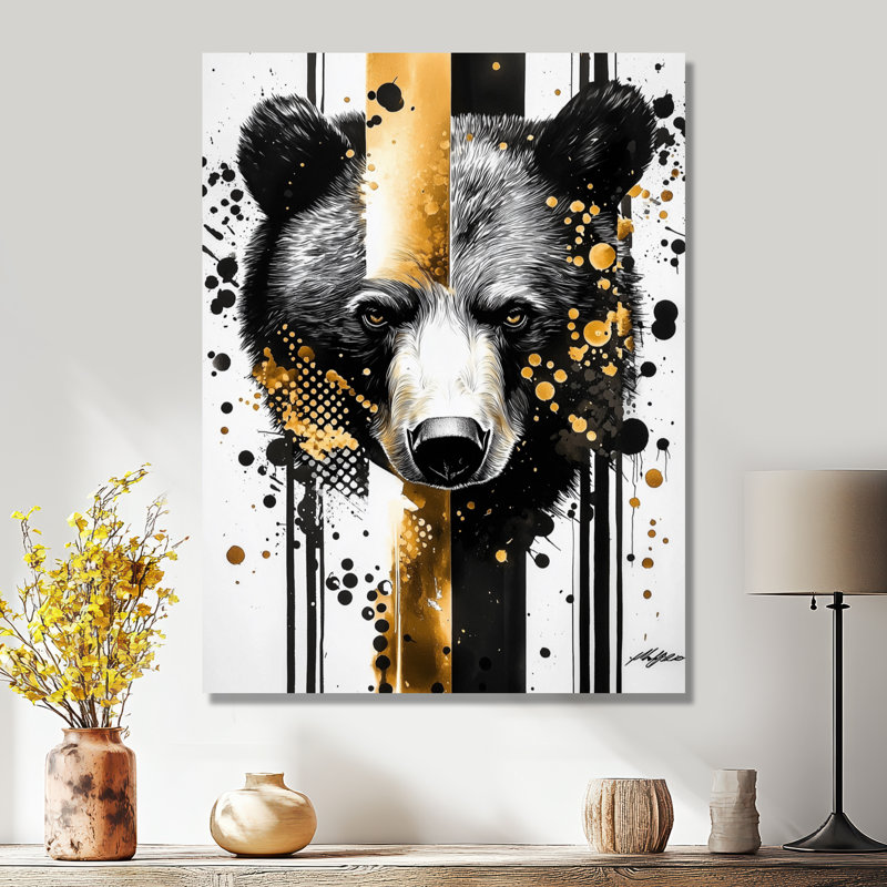 «Modern Grizzly Bear Portrait», décoration murale animaux en métal, impression en métal, H 20 po x l 12 po x P 0,84 po