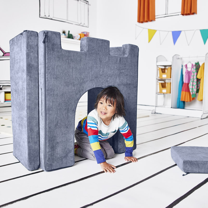 Yourigami Folding Kids and Toddler Foam Play Castle, 2 Pieces, Blue Lagoon