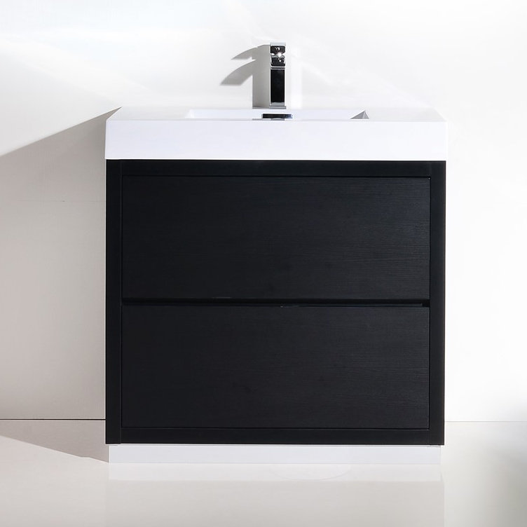 Royka 39.5'' Single Bathroom Vanity with Acrylic Top, Black
