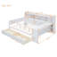 Lit de jour en bois multifonctionnel avec tablettes de rangement, 2 tiroirs de rangement et bureau d'étude-1175765702-1175765696