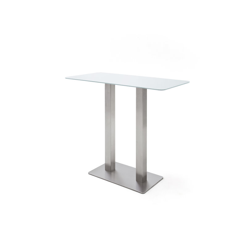 Michaella Glass Top Metal Base Dining Table, Pure white matt