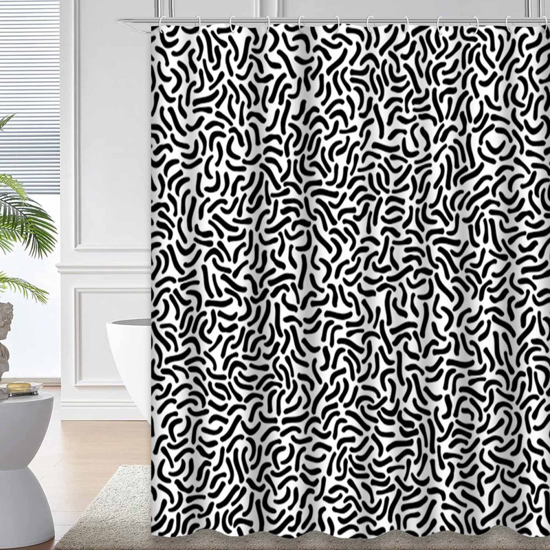 Rideau de douche rétro avec 12 crochets Memphis Fashion, L 72 po x l 72 po