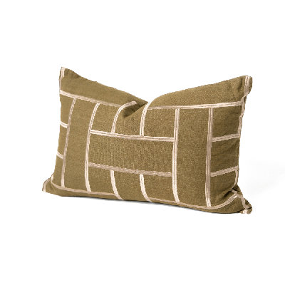 Embroidery Lattice Olive Medium Lumbar Cushion 40 X 60Cm