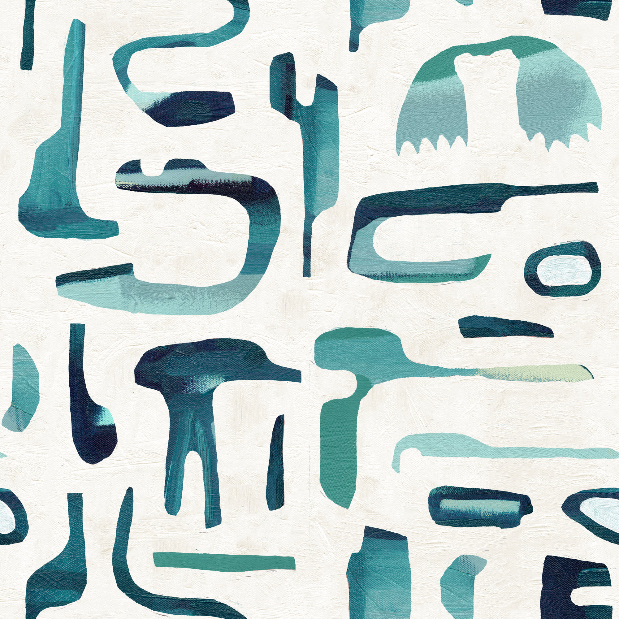 Dean Abstract Wallpaper, Turquoise/White