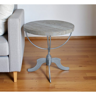 Table de bout ronde 30 po en bois récupéré et fer