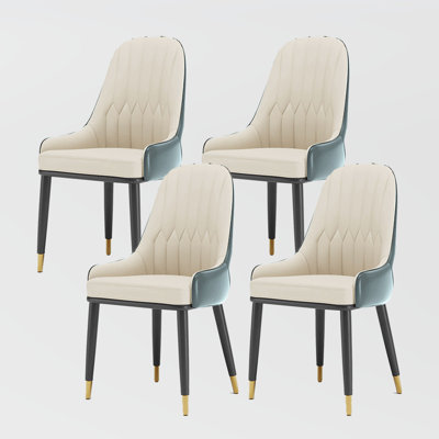 Modern PU Feather & Steel Dining Chair