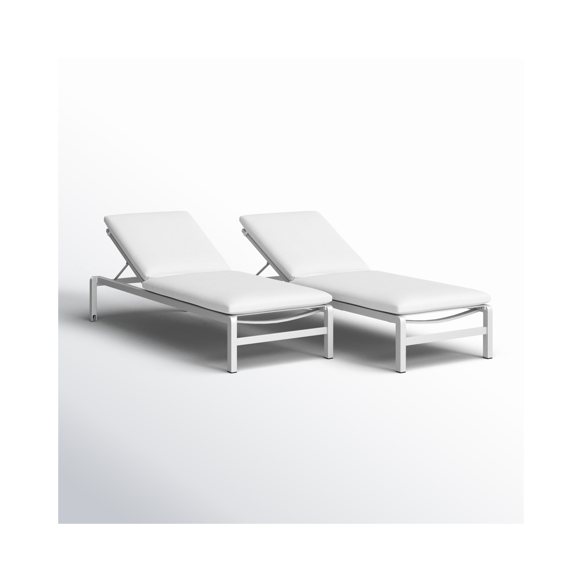 Hermon 31'' Outdoor Aluminum Chaise Lounge Set, White