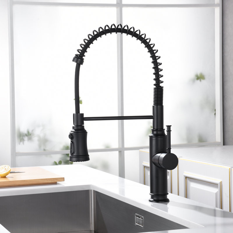 Robinet de cuisine rétractable Sumerain S6132P-XX-6133, Noir mat
