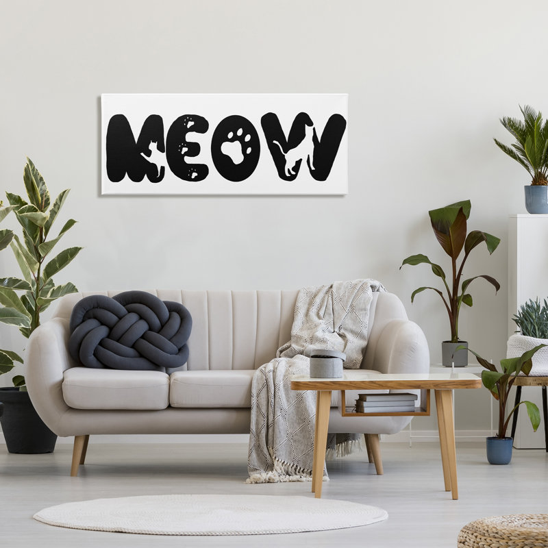 «Meow Expression», art textuel, Toile tendue, H 20 po x l 48 po