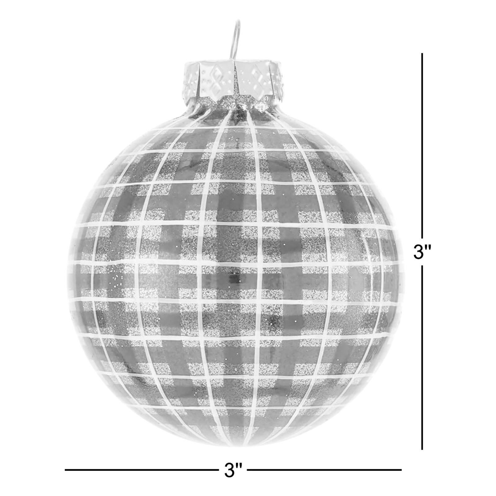 3'' Plaid Glass Ball Ornament