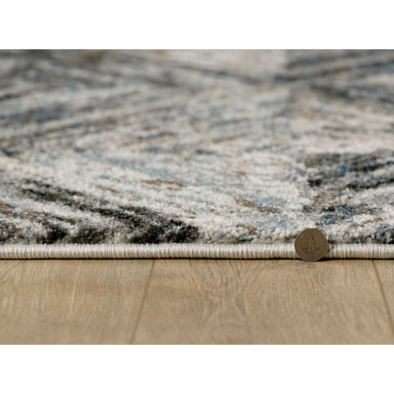 Tapis bleu / ivoire, Rectangle 7 pi 10 po x 10 pi 10 po