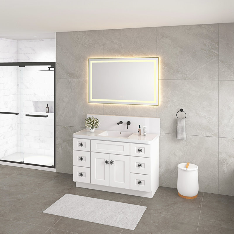 Le miroir de salle de bain est multifonctionnel et chaque fonction est contrôlée par un bouton tactile intelligent.