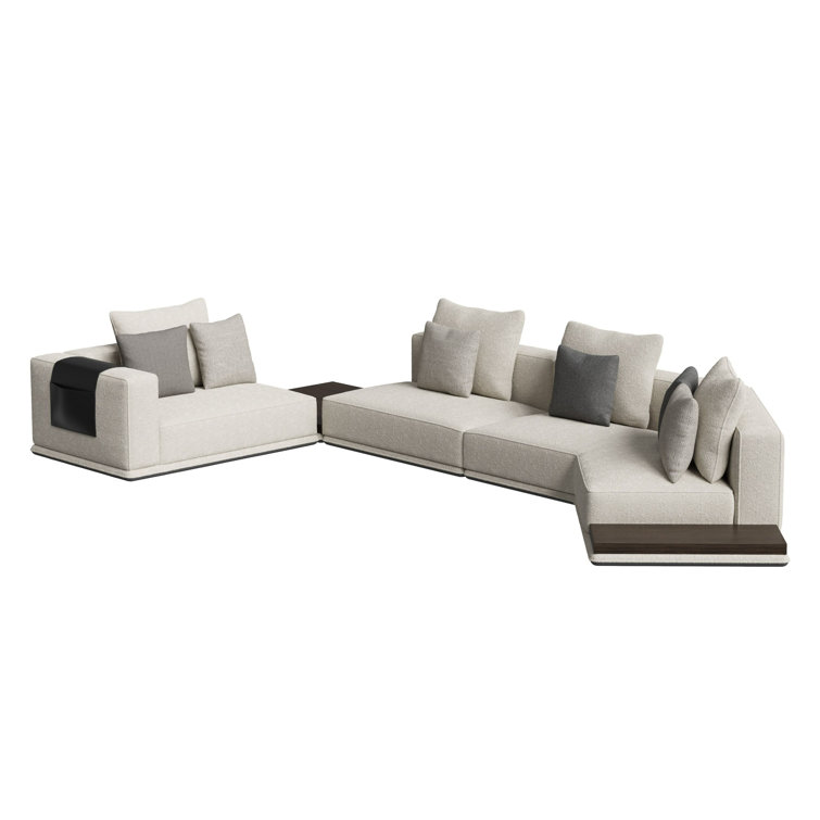 Lamod Siret - Modern Ivory Fabric Modular Sectional W/ Coffee Table