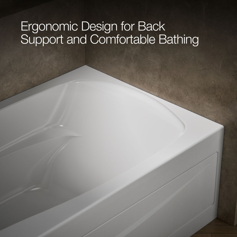 Mariposa 72" x 36" Soaking Bathtub, White, Left
