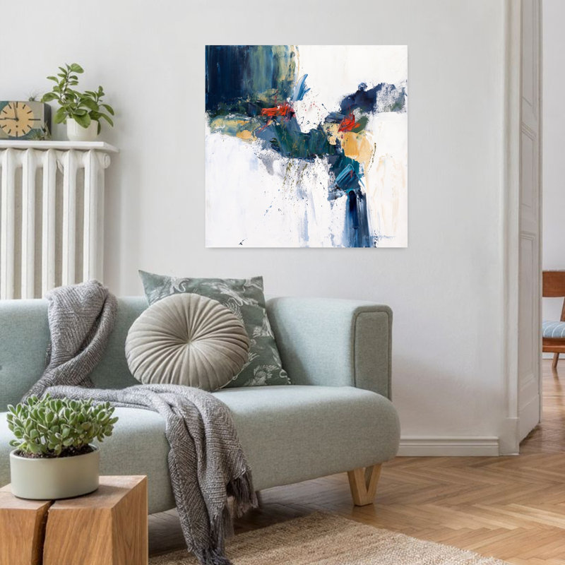 Art contemporain abstrait en cascade, H 32 po x l 32 po