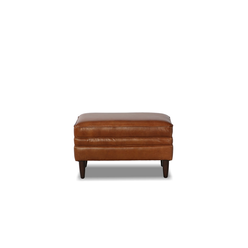 Leyla Genuine Leather 30.31" Ottoman, Brown