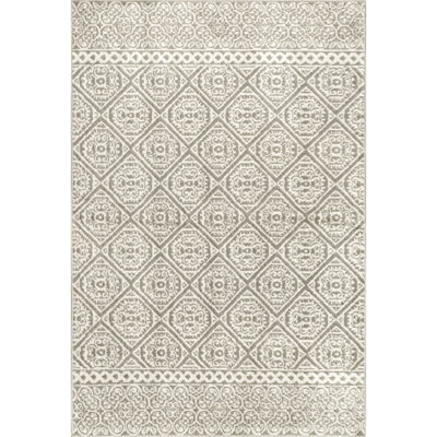 Tapis à motif géométrique pour le salon, la chambre à coucher, la salle à manger et la cuisine Connor, gris / ivoire