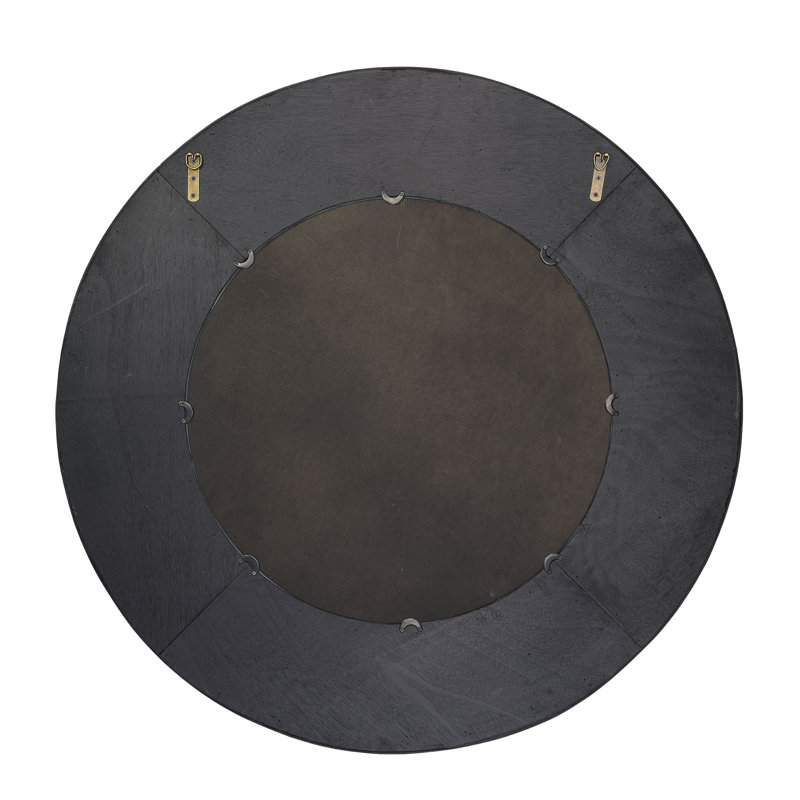 Paddock Round Bamboo / Rattan Mirror, Black