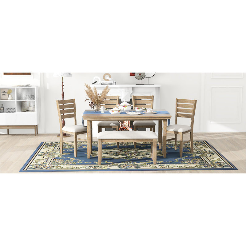 Mobilier de salle à manger de style rustique pour 6 avec banc - Table et chaises Options de sièges confortables
