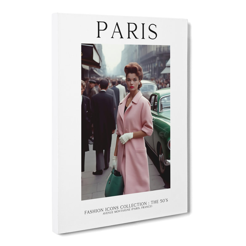 Fashion Icons Woman Colour Paris France - Wrapped Canvas