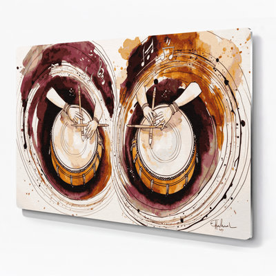 «Music Tabla», art mural en métal beige