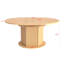 Élégante table de salle à manger ronde, en bois d'hévéa, avec un piètement hexagonal texturé et extensible, idéale pour les réunions de famille. Table ajustable à 6 places, concave et convexe.