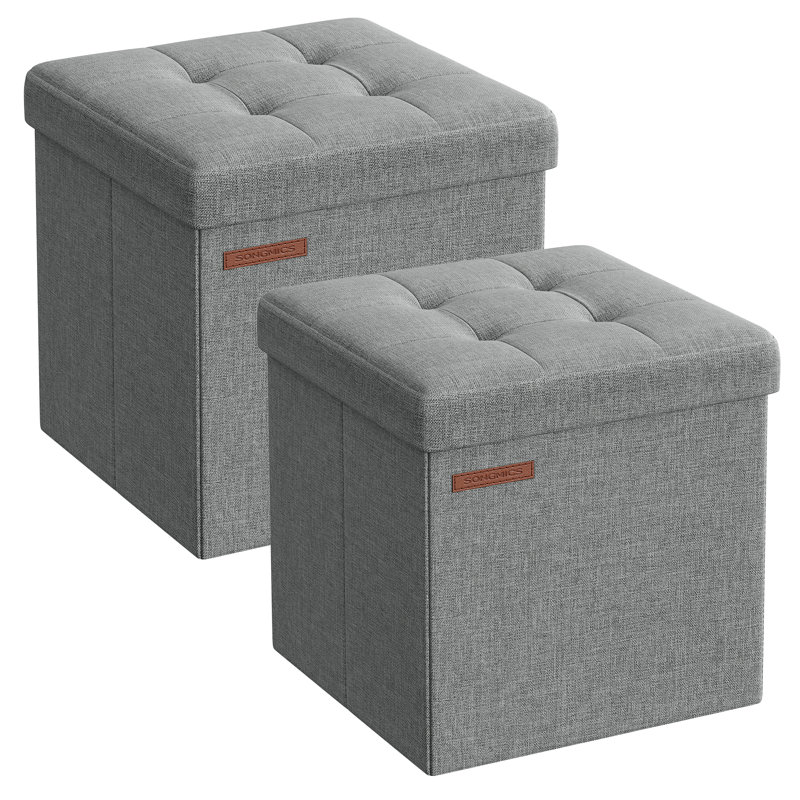 30cm Wide Rectangle Solid Colour Standard Ottoman, Light Grey