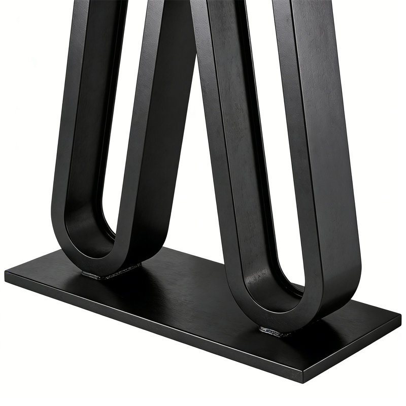 Modern Industrial Console Table, Black, Black, 31.5" H x 63" W x 11.81" D