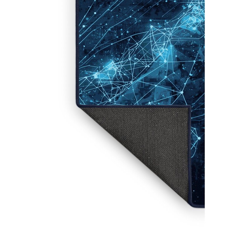 Tapis bleu doux et moelleux à motif abstrait Nanobot Swarm, 3 x 5