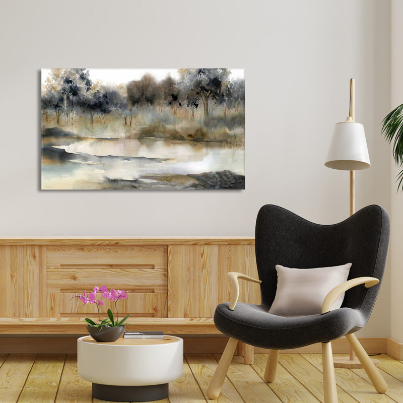 Serene River - Peinture, L 60 po x H 36 po, Toile tendue
