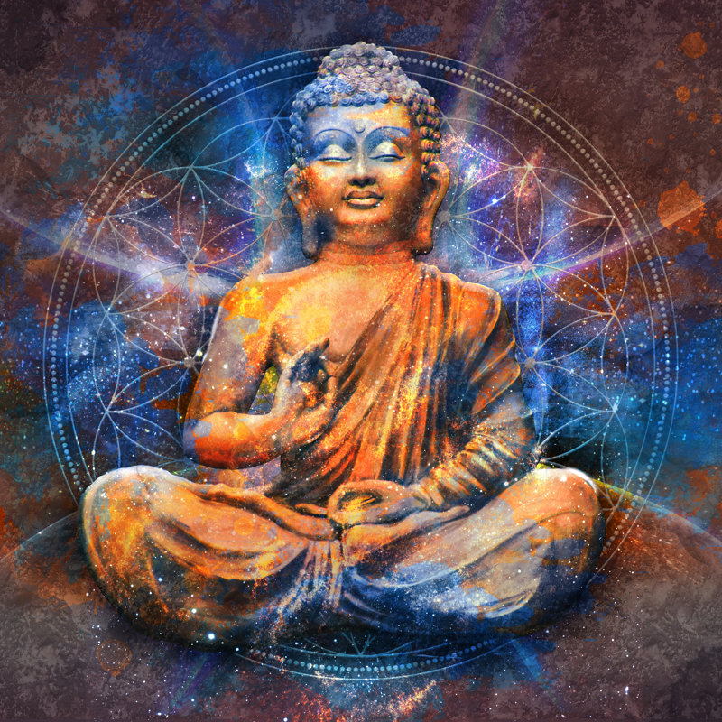 Buddha In A Lotus Pose by Branca_escova - Wrapped Canvas Print, 122cm H x 122cm W x 3.8cm D