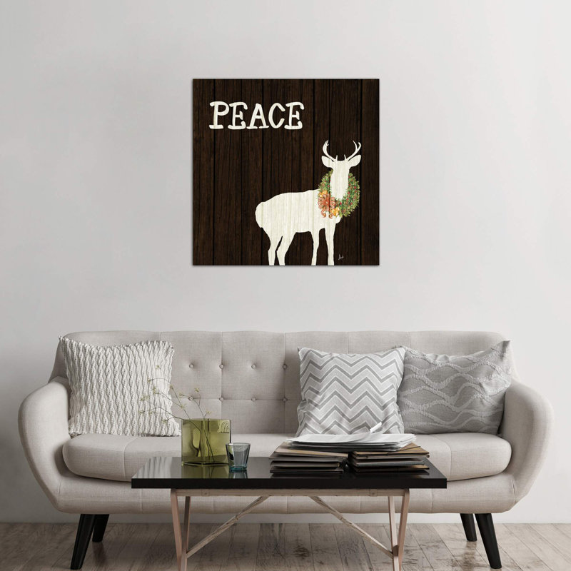 Wooden Deer With Wreath II by Andi Metz - Wrapped Canvas Print, 45.72 cm H x 45.72 cm W x 3.175 cm D