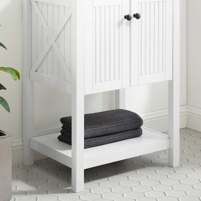 White Wood 23" Freestanding Bathroom Vanity Cabinet
