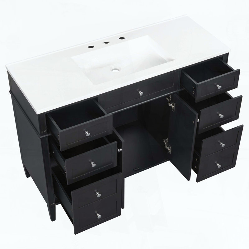 Meuble-lavabo de salle de bain de 48 pouces avec comptoir, Black