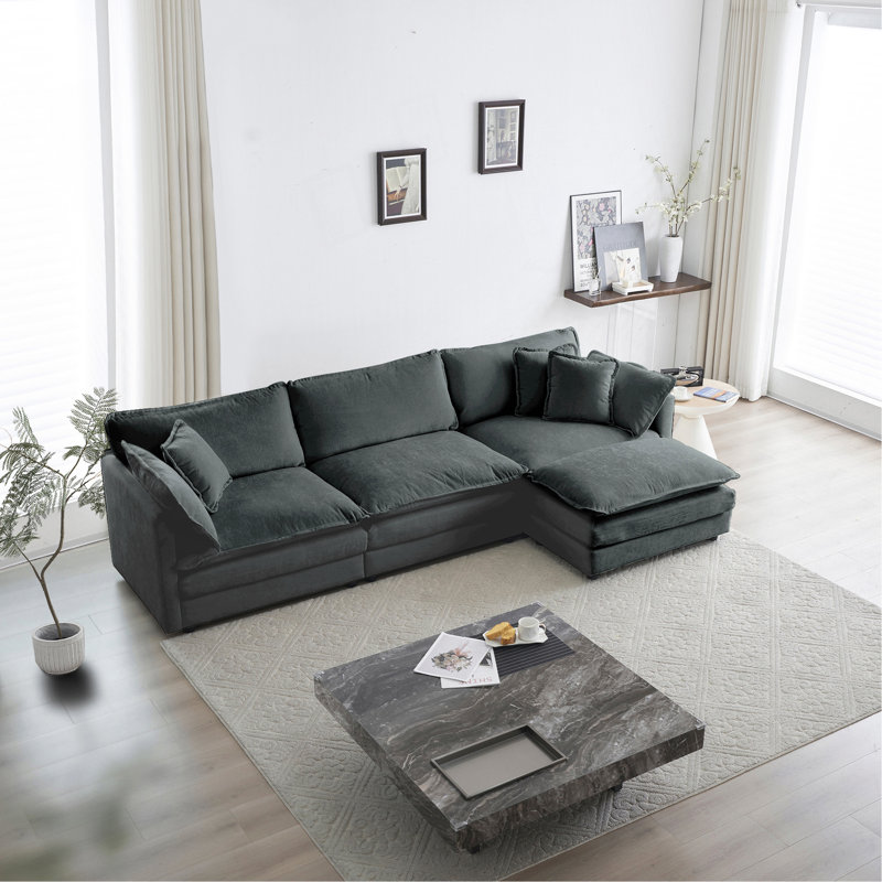 Canapé modulaire surdimensionné en L avec repose-pieds réversible en chenille gris Free Combination Comfy Upholstery