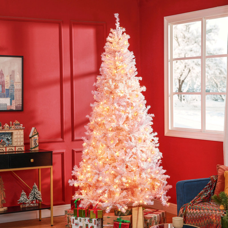 Sapin de Noël artificiel 7,5 pi avec branches réalistes, 500 lumières DEL blanc chaud et 1346 pointes