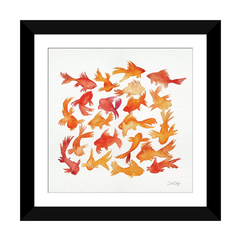 «Goldfish» - reproduction non encadrée, Papier avec cadre noir, H 16 po x l 16 po x P 1 po, Blanc