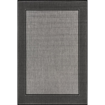 Mcelfresh Bordered Machine Woven / Power Loomed Grey Indoor/Outdoor Patio Rug
