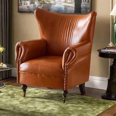 Retro Faux Leather Recliner with Pulley Leg
