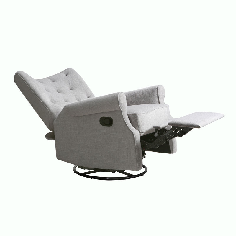 Alice Wingback Swivel Recliner, Gray Linen
