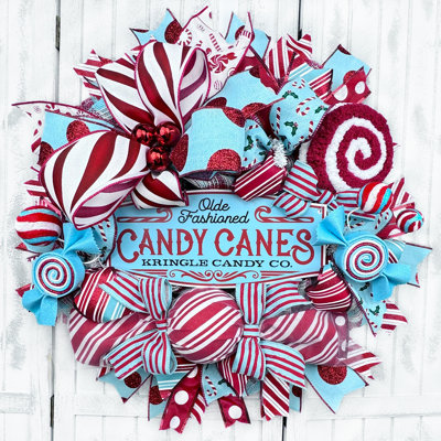 Kringle Candy Canes 20” Deco Mesh Wreath