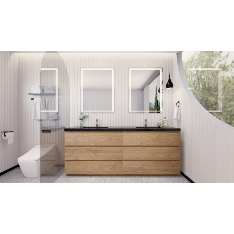 Ensemble de meuble-lavabo double 84 po Santrice Royal, Chêne de la Nouvelle-Angleterre