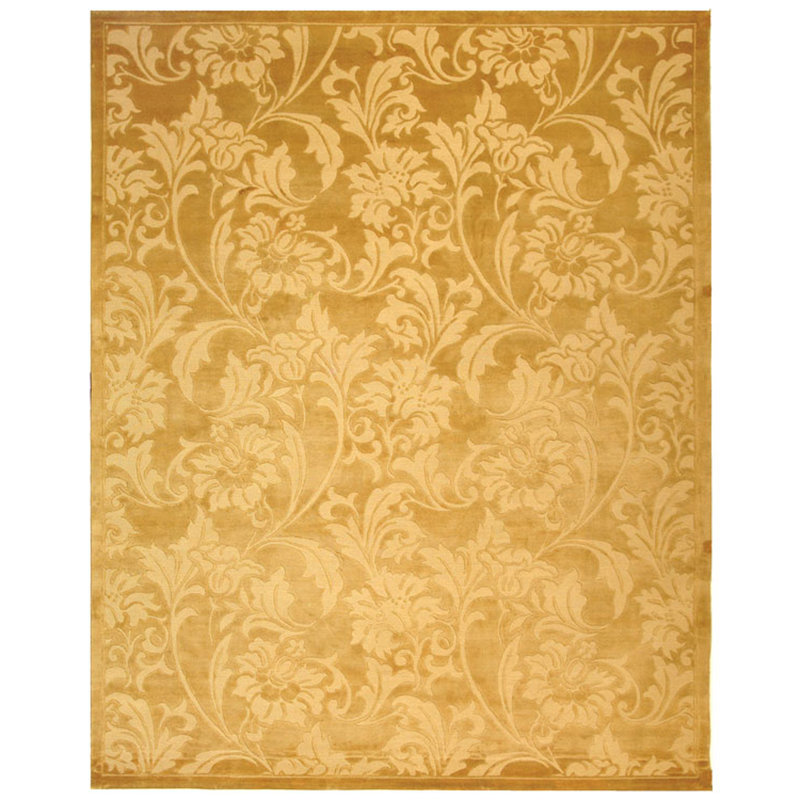 Tapis en soie et laine noués à la main Prescod, Rectangle 6 pi x 9 po