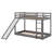 Twin Over Twin Low Bunk Bed With Ladder And Slide, Solid Wood Bunk Bed Can Be Converted Into Loft Bed-579534181