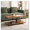 Walnut Tempered Glass 2-Layers Tempered Clear Glass Coffee Table