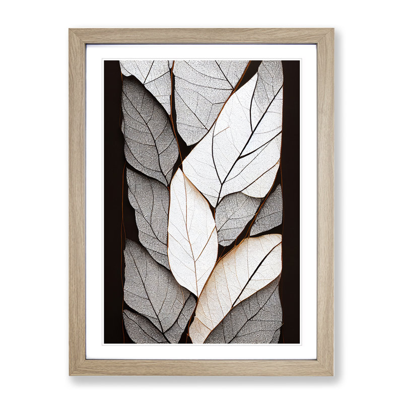 Cracked Leaves Abstract - Single Picture Frame Painting, Oak Framed, 64cm H x 46cm W x 2cm D