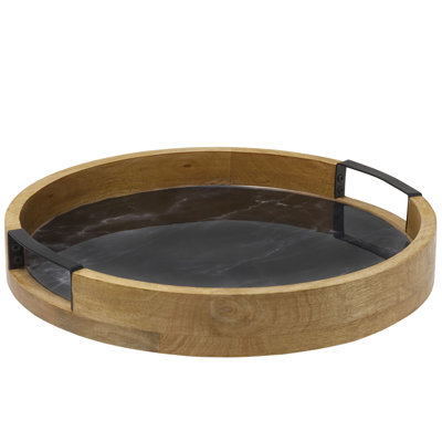 Gourmet Basics By Mikasa Lazy Susan Serving Tray, 14 Inch, Black Marble